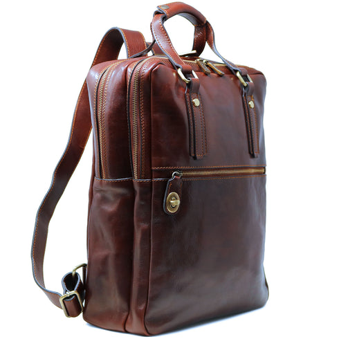Italian Leather Backpack top handle bag Floto Firenze brown 9